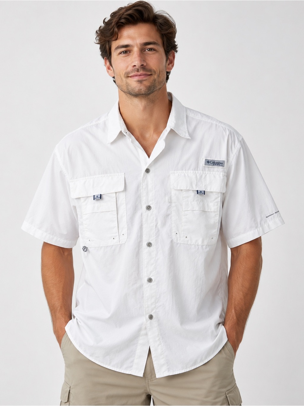 Columbia PFG Bahama II Men’s L White Short Sleeve Fishing Shirt FM7047